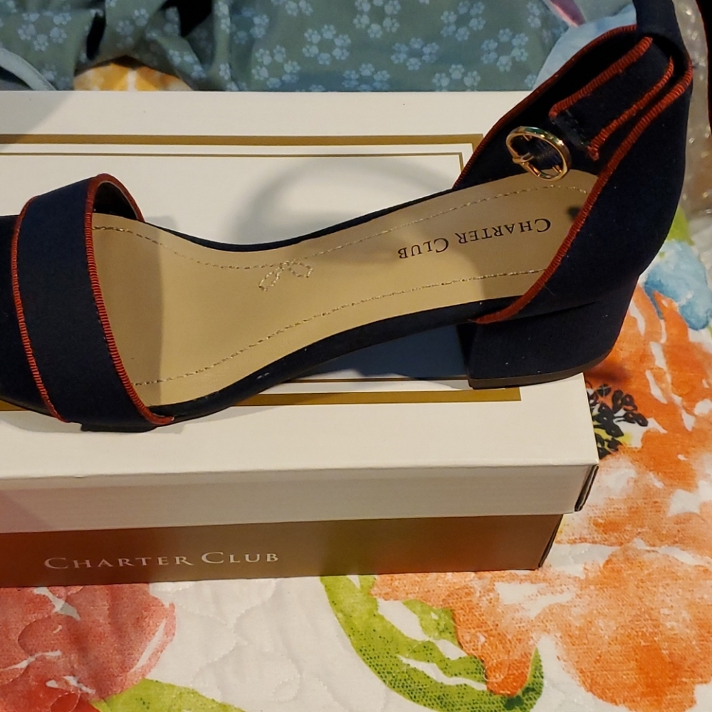 Charter Club Womens open-top red and navy shoes